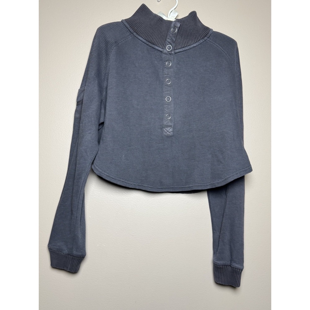 Free People So Fly Cotton Henley Top Size XS in Dark Grey